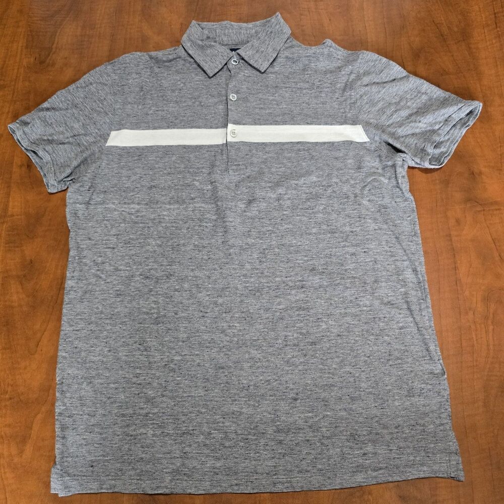 Boggi Milano Slim Fit Short Sleeve Heather Gray 3 Button Cotton Polo Shirt XL